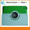 Magnetic Smart Cover Leather Case Rotating Stand for iPad 2 Green White