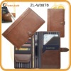 Man leather wallet for travel with passpor holder