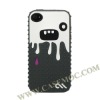 Melting Ice Demon Silicone Case Cover for iPhone 4 with Screen Protector(White/Black)