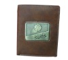 Men's Brown Leather Purse With A Hawk Bifold Mighty Wallet