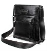 Men's black leisure leather shoulderbag