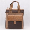 Men's leather and canvas cross body bag