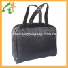 Men's simple black handbag with PVC triming