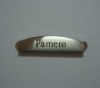 Metal label with deboss logo plated nickel brushed color