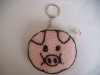 Mini Pig Shaped Beaded coin purse with key ring