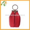 Mini Zippered PVC leather promotional coin bag with keychain