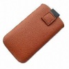 Mobile Phone Pouch for Apple's iPhone 4, Made of PU Leather, With Retractable Pull-tab Closure