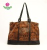 Monogram brown PU tote bag