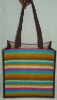 Multi color atripe print jute bag