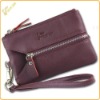Multi coloured leather wallet with key-ring & zip