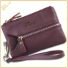 Multi coloured leather wallet with key-ring & zip