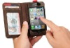 Multi-functional Book Style Genuine Leather Case for iphone4 4s