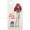 My Cute Dog With Girl Design Ivory Hard Case Cover Skin For Apple iPhone 4