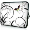 Mygift 14 Inch Brilliant Butterfly Escape White Floral Notebook Laptop Sleeve Bag Carrying Case for Acer Asus Dell HP Lenovo Son