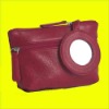 NEW Genuine Cowhide LEATHER Accessories Cosmetic Case with Mirror