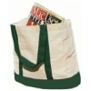 Natural Bio Canvas Boat Bag with Dyed Canvas Trims And Handles By Green Petal Ventures.