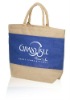 Natural Jute Bags with Blue Stripe