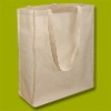 Natural cotton shopper with long handles and a gusset