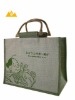 Natural recycle jute bag with wooden handles