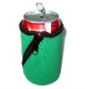 Neoprene can holder green color with zipper closure based