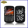 New Arrival High Quality Black Color Soft Skin Floral Silicone Case Cover for BlackBerry Bold 9900 9930
