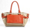 New arrival! Cream with orange strap pocket tote handbags fashion 2012 summer