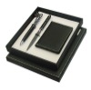 New arrival antibacterial fashion top grade genuine leather gift set with wallet&pen