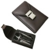 New arrival antibacterial fashion top grade genuine leather gift sets with beauty case