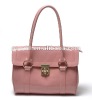 New arrival! pink patent twistlock Satchel 2012 newest ladies handbags