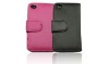 New design wallet type genuine leather case for iPhone4S