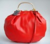 New famous brand name Red genuine leather handbags