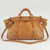 New famous leather brand name women handbags with rivets