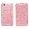 New!!pink leather cover for Apple iPhone 4G 4GS