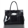 New stylish black genuine leather tote