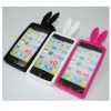 New year silicone rabbit ear cover for Iphone 4S customized color waterproof