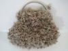 Newest Autumn & Winter Brown-Yellow with White Hairy Evening/Shoulder Bag