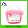 Newest pink plush handle toiletry bag