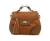Nice lady's brown pu hand bag with tassel