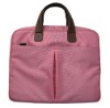 Nylon 1680D  pink laptop bag with brown handle
