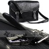 Nylon and leather bag for 12'' laptop,leather laptop bag, men shoulder bag