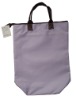 Nylon shopping bags with leather handle