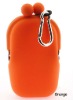 Orange Silicone Coin Purse, Cosmetic Case Carabiner