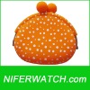 Orange Silicone polka dots coin purse bag