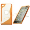 Orange Soft TPU Side Plastic Center Hard Case With Holder For iPod Touch 4