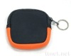 Orange base 2.5mm key chain neoprene coin purse to collected coin and hold keys