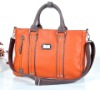 Orange colour PU material lady handbag