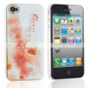 Orange flower hard back case cover with bling crystal for iphone 4