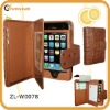 Ostrich leathertravel wallet case for iphone 4