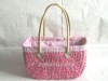 PINK Cornhusk straw handbag