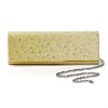 PU Champagne Clutch Bag with Round Rhinestones